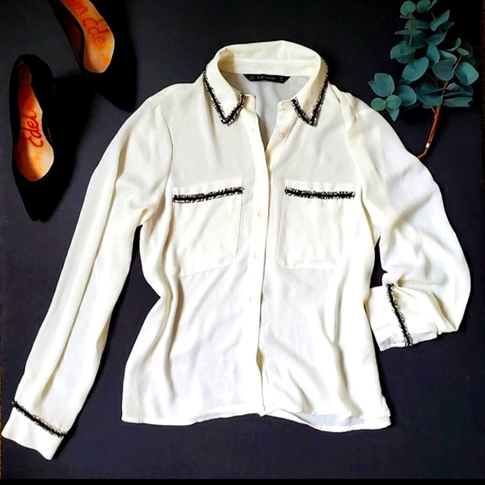 Zara Basicwhite Button Down Blouse - image 1